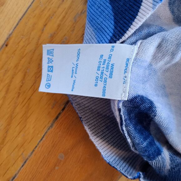 Boden sz. 2 swirly blue pattern sweater 3/4 arm wool - Picture 9 of 10